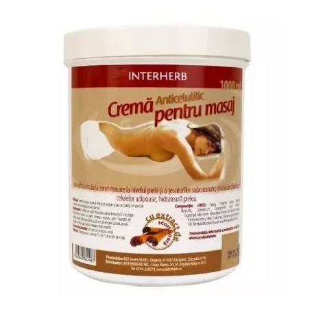 Crema Pentru Masaj Anticelulitic cu Scortisoara 1000ml - INTERHERB