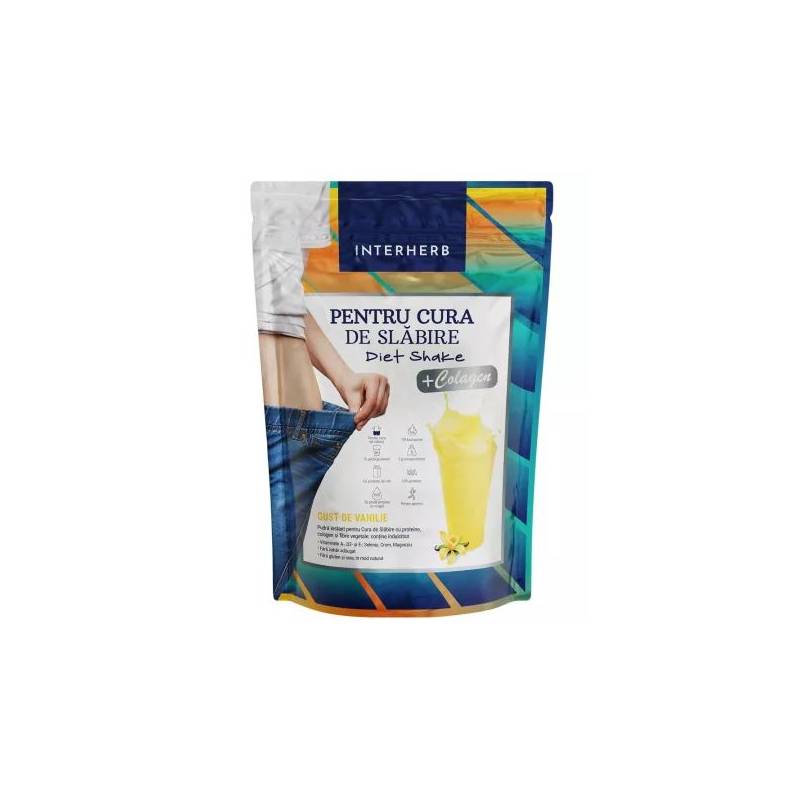 DIET SHAKE CU COLAGEN AROMA VANILIE PULBERE 528G - INTERHERB