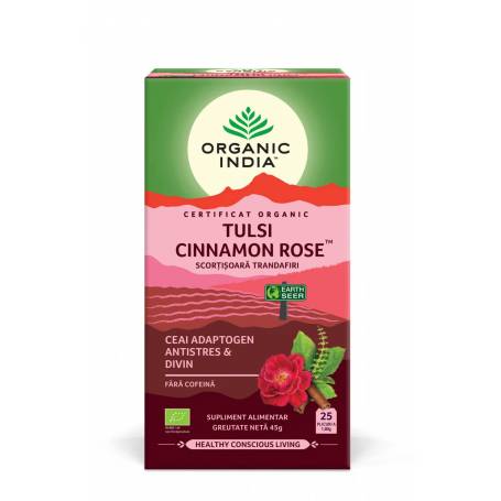 Ceai Adaptogen Tulsi Scortisoara Ceylon si Trandafir, 25 plicuri, Organic India