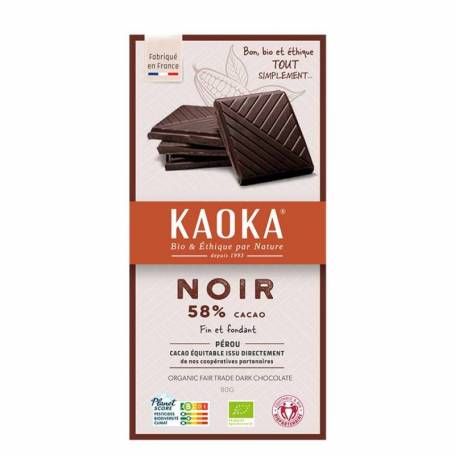 Ciocolată neagră pentru desert 58% cacao, eco-bio, 200g - Kaoka