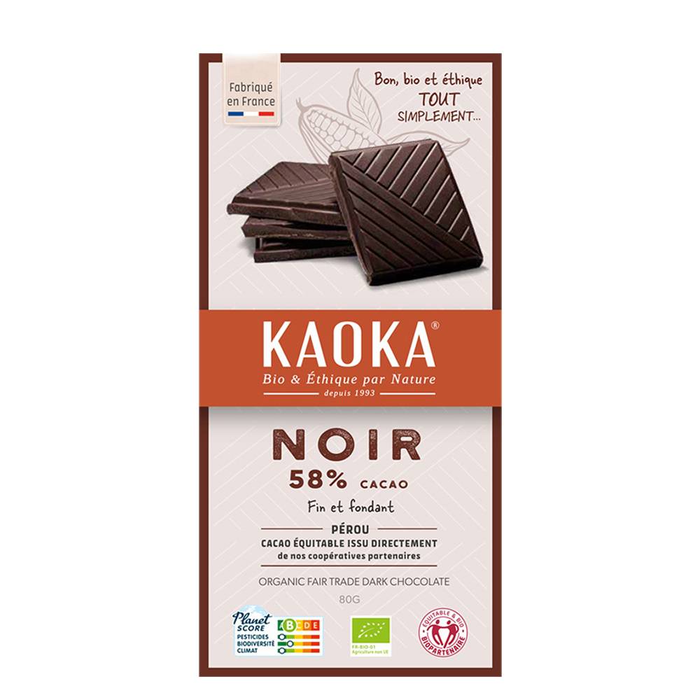 Ciocolata Neagra Pentru Desert 58% Cacao, Eco-bio, 200g - Kaoka
