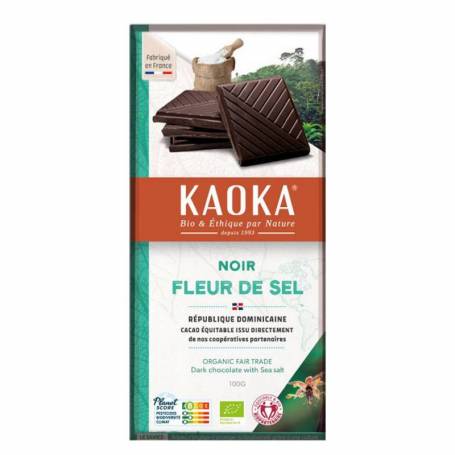 Ciocolată neagră 70%, cu flori de sare, 100g - Kaoka