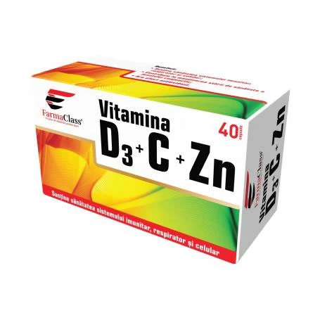 Vitamina D3+C+Zn,  40 capsule, FarmaClass