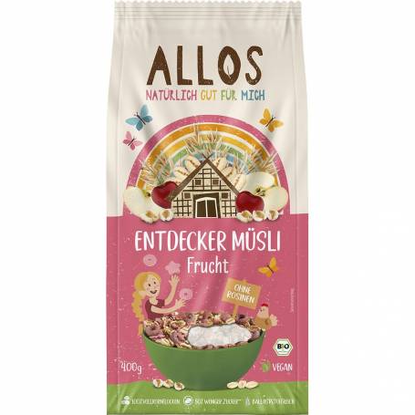 Musli cu fructe pentru copii, eco-bio, 400 g, Allos