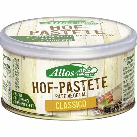 Pate vegetal clasic, eco-bio, fara gluten, 125 g, Allos