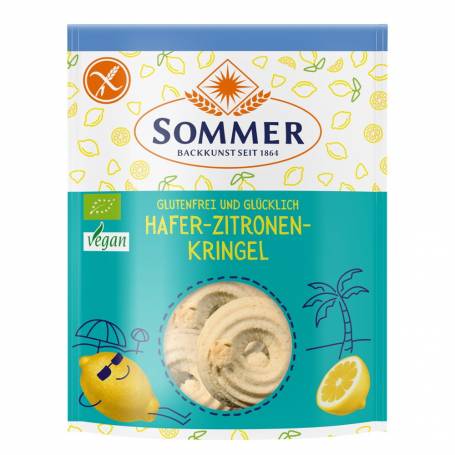 Biscuiti vegani cu ovaz si lamaie, eco-bio, fara gluten, 100g, Sommer-Co