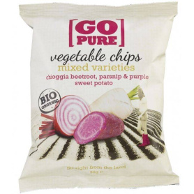 Chipsuri din sfecla Chioggia, pastarnac si cartofi dulci Fara Gluten Eco-Bio 90g -Go Pure
