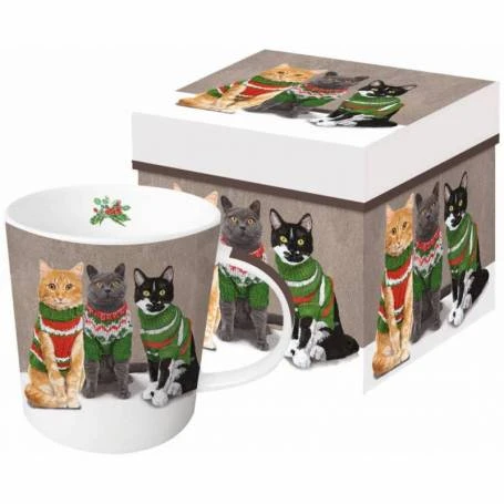Cana de portelan in cutie cadou, 0.35l, Sweater cats - Pronat