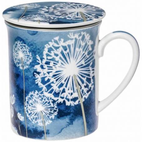 Cana de portelan cu infuzor si capac, 0.3l, Dandelion Blue - Pronat