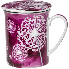 Cana de portelan cu infuzor si capac, 0,3l, Dandelion Red - Pronat