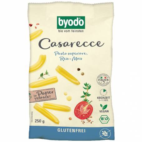 Paste casarecce din porumb si orez, fara gluten, eco-bio, 250 g, Byodo