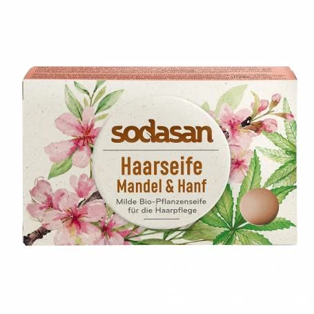 Sapun pentru par cu migdale si canepa, eco-bio, 100 g, Sodasan