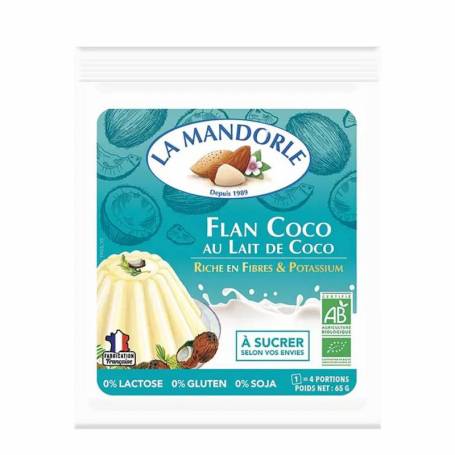 Budincă Vegană Cocos cu Lapte de Cocos, cu Conținut Redus de Amidon, 65g - La Mandorle