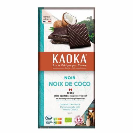 Ciocolata neagra 58% cu cocos, 100g - Kaoka