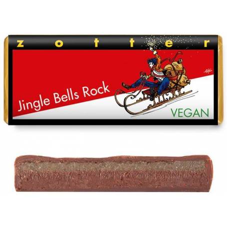 Ciocolata neagra 70 % cacao umpluta cu martipan si ganache de vin rosu, Jingle Bells Rock, 70 g, Zotter