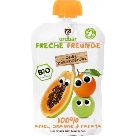 Piure de mere, portocale si papaya eco-bio 100g - Erdbar