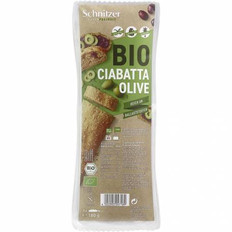 Ciabatta cu masline, fara gluten, eco-bio, 180 g, Schnitzer