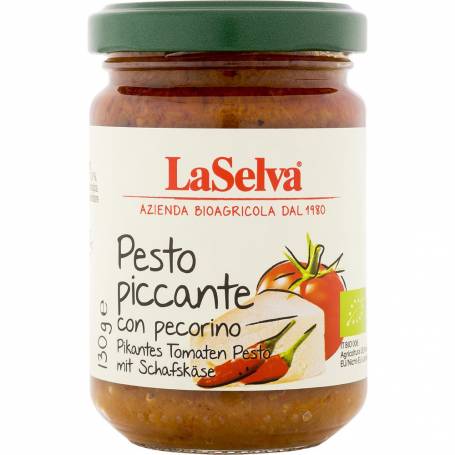 Pesto picant cu rosii si Pecorino, eco-bio, 130 g, LaSelva