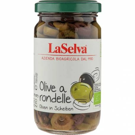 Masline verzi si negre felii, in saramura, eco-bio, 210 g, LaSelva