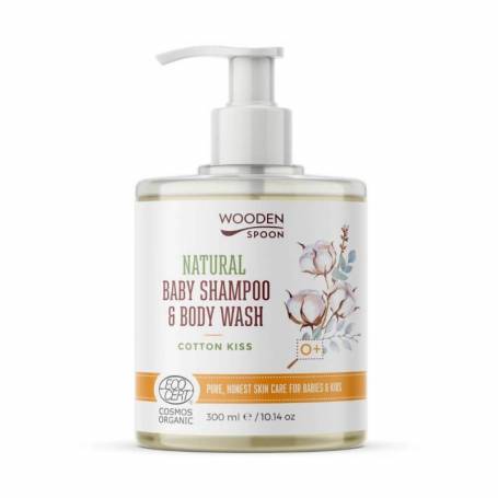 Sampon si gel dus pentru copii si bebelusi Cotton Kiss, eco-bio, 300 ml, Wooden Spoon