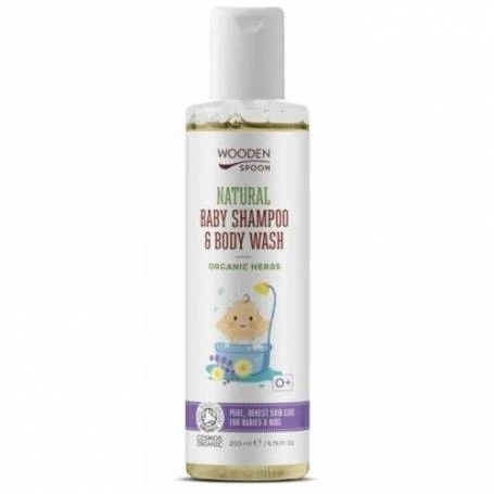 Sampon si gel dus pentru copii si bebelusi Organic Herbs, eco-bio, 200 ml, Wooden Spoon