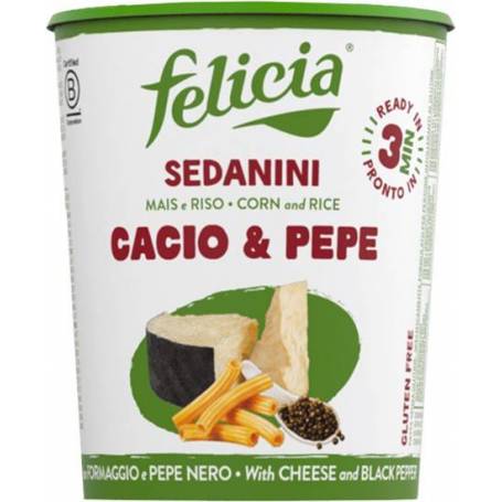 Sedanini fara gluten din porumb si orez Cacio & Pepe, 70g Felicia