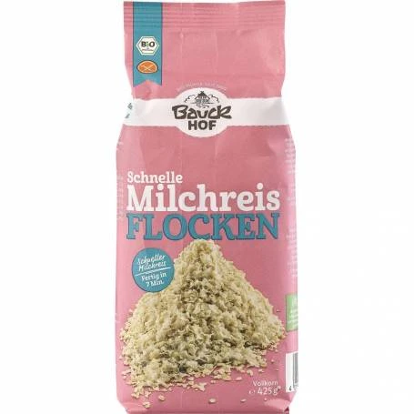 Fulgi de orez integral pentru lapte, eco-bio, fara gluten, 425 g, BauckHof