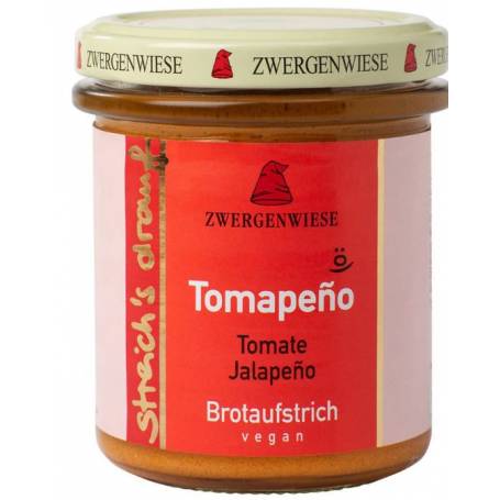 Crema tartinabila vegetala Tomapeno cu rosii si ardei Jalapeno Eco-Bio 160g - Zwergenwiese
