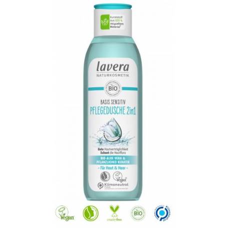 Gel de dus 2 in 1 cu aloe vera si cheratina vegetala Eco-Bio 250ml - Lavera