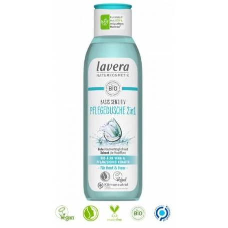 Gel de dus 2 in 1 cu aloe vera si cheratina vegetala Eco-Bio 250ml - Lavera