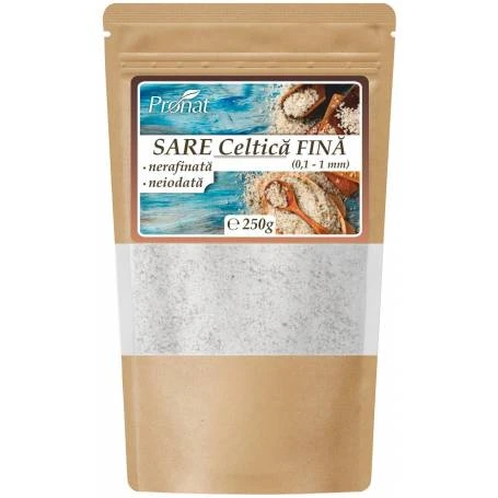 Sare celtica fina, nerafinată, neiodata, 250g - Pronat