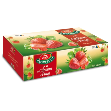 Aromfruct ceai cu capsuni si fragi, 100 plicuri, Fares