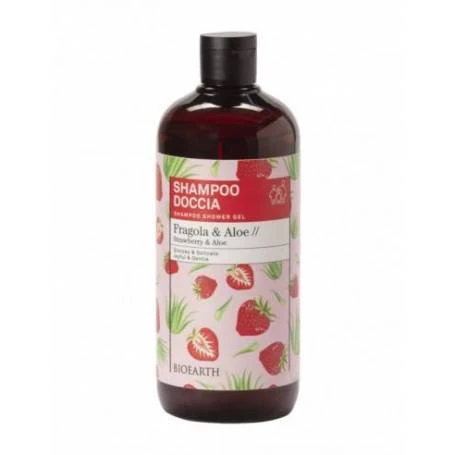 Sampon si gel de dus cu capsuni si aloe, 500 ml, Family Bioearth