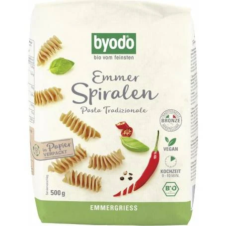 Paste Spirelli din grau emmer Eco-Bio 500g - Byodo