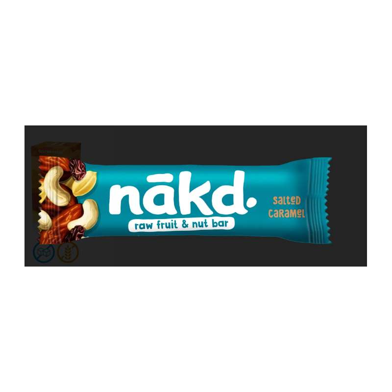 Baton raw vegan cu caramel sarat,eco-bio, 35 g, Nakd