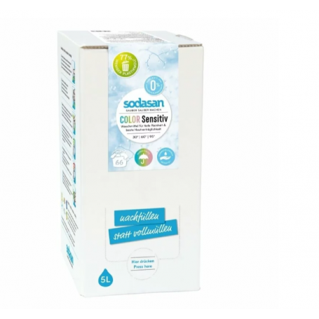 Detergent lichid rufe albe si color Sensitiv Hipoalergen, eco-bio, 5 L, Sodasan