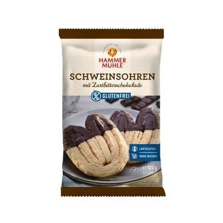 Biscuiti tip potcoava fara gluten, cu glazura de ciocolata neagra 120g - Hammer Muhle