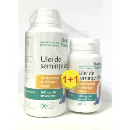 Ulei de seminte de in 1000mg 90cps + 30cps Gratis - Rotta Natura