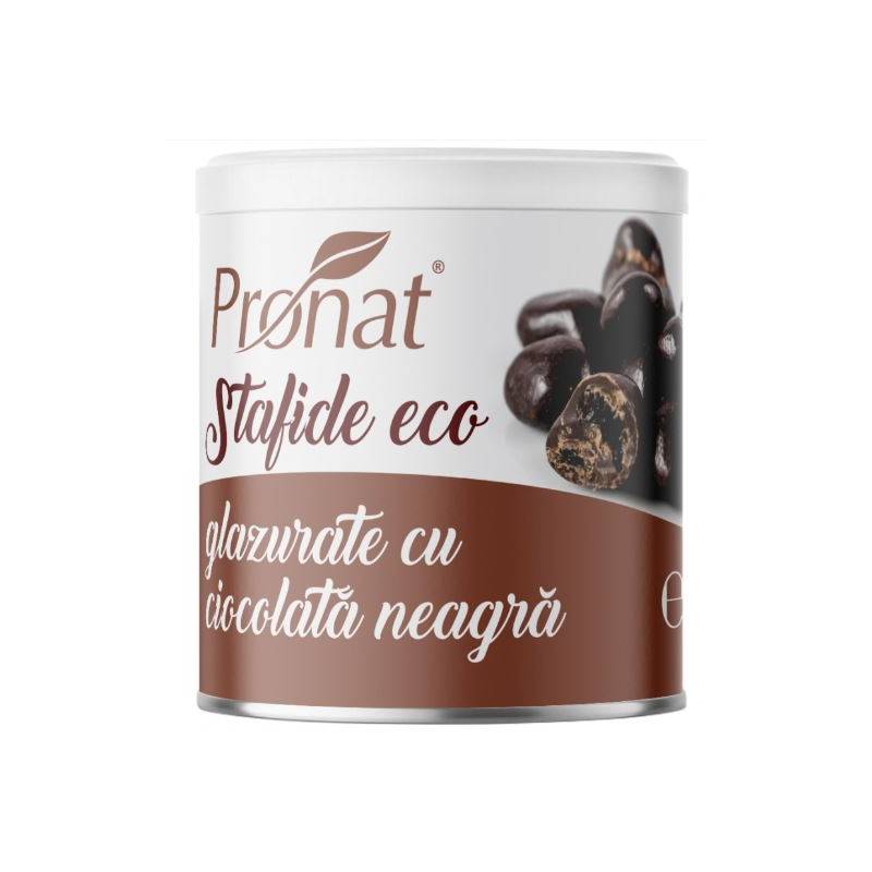 Stafide glazurate cu ciocolata neagra, eco-bio, 100g - Pronat