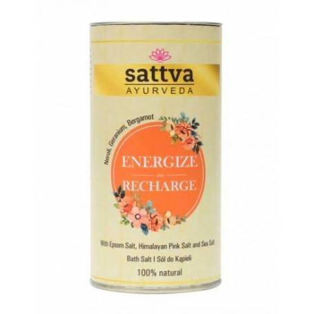 Sare de baie cu sare epsom, sare de mare, sare de Himalaya, Energize & Recharge, 300 g, Sattva