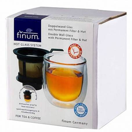 Hot Glass System, pahar cu pereti dubli pentru ceai, cu filtru integrat, 130ml, Riensch&Held
