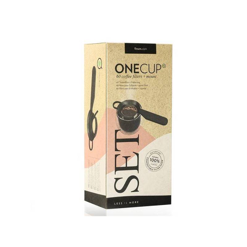 Onecup, 60 de filtre naturfine pentru cafea + suport de prindere -