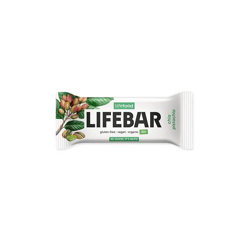 Baton cu chia si fistic, raw, eco-bio, 40 g, Lifefood