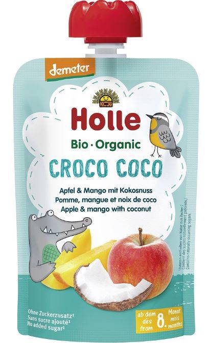 Piure Din Mere, Mango Si Cocos Pentru Copii, +8 Luni, Eco-bio 100g - Holle