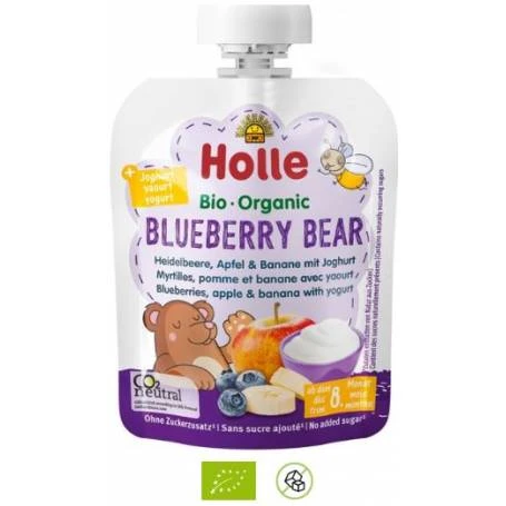Piure de afine, mere si banana cu iaurt pentru copii, +8 luni, Eco-Bio 85g -  Holle