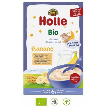 Terci cu lapte si banane pentru copii, +6 luni, Eco-Bio 250g - Holle