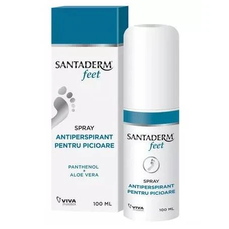SPRAY ANTIPERSPIRANT PICIOARE Santaderm Cu PANTHENOL Si ALOE Vera 100ML - VIVA PHARMA