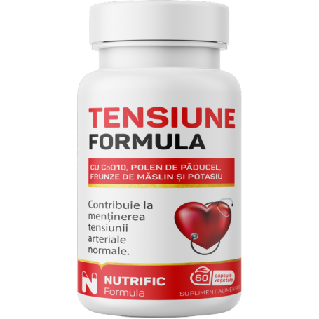 Tensiune Formula cu polen si CoQ10, contribuie la mentinerea tensiunii arteriale normale, 60 capsule, Nutrific