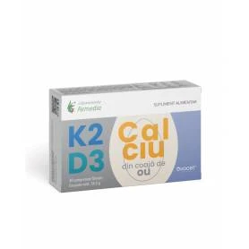Vitamina K2 + D3 + CALCIU (DIN COAJA OU) 30CPR FILMATE REMEDIA