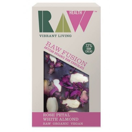 Ciocolata artizanala cu migdale si petale trandafir raw eco-bio 30g - Raw Health